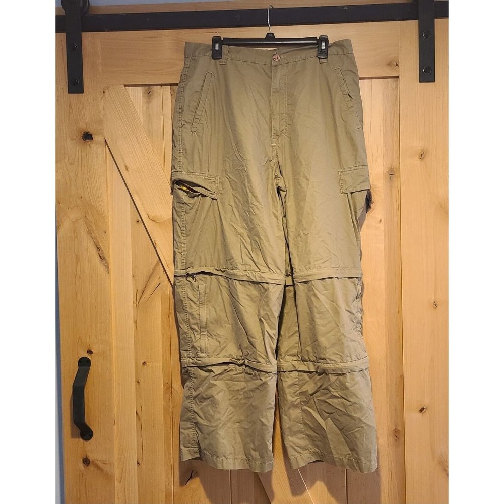 Vintage Transnine Khaki Wide Baggy Zip Convertible Cargo Pants 34x31 Skater